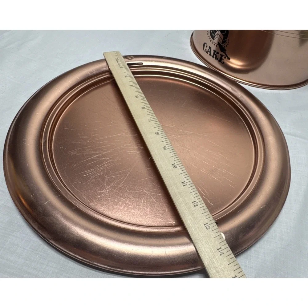 Vintage West Bend Copper Cake Carrier Aluminum Locking Cover 1950s Retro 14.5
